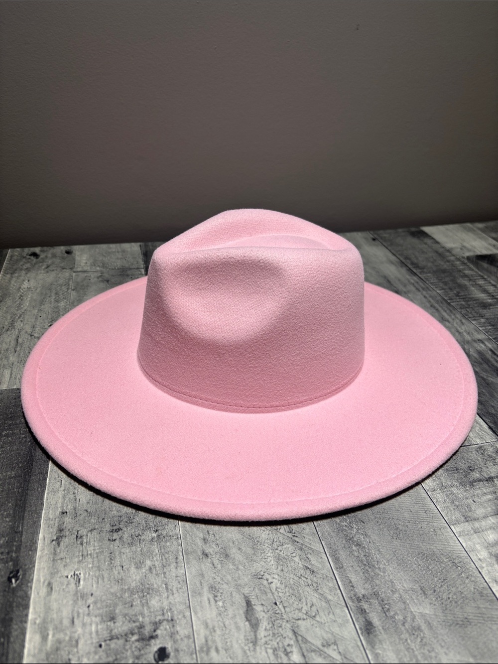 Pink Wide-Brim Women's Felt Fedora Hat